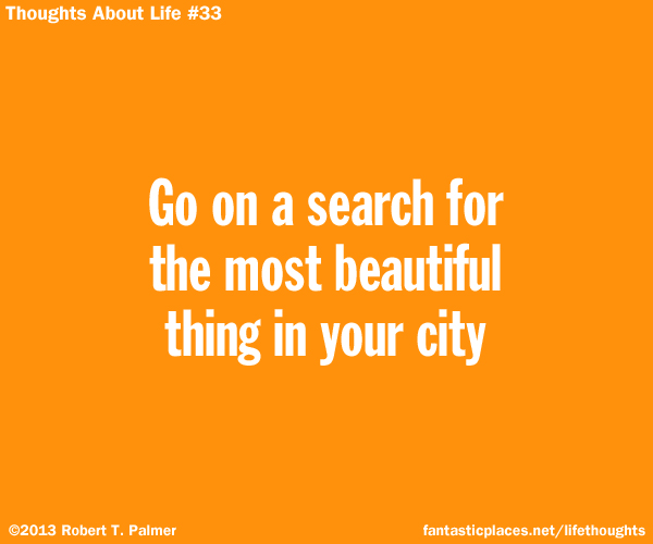 Go on a search for the most beautiful thing in your city