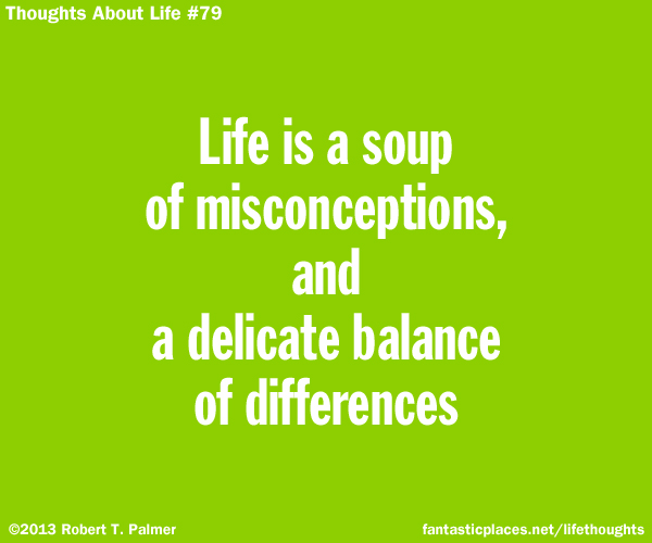 Life is a soup of misconceptions, and a delicate balance of differences