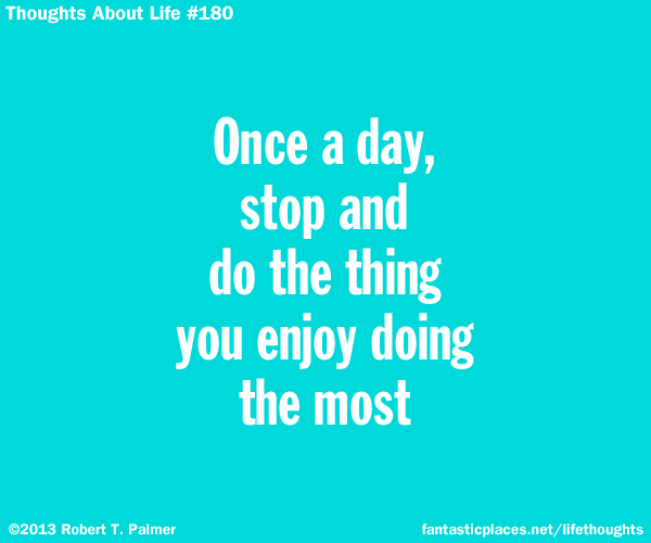Once a day, stop and do the thing you enjoy doing the most