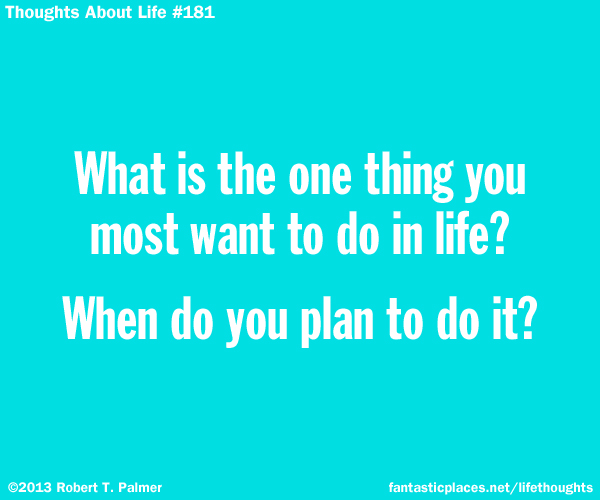 What is the one thing you most want to do in life? When do you plan to do it?