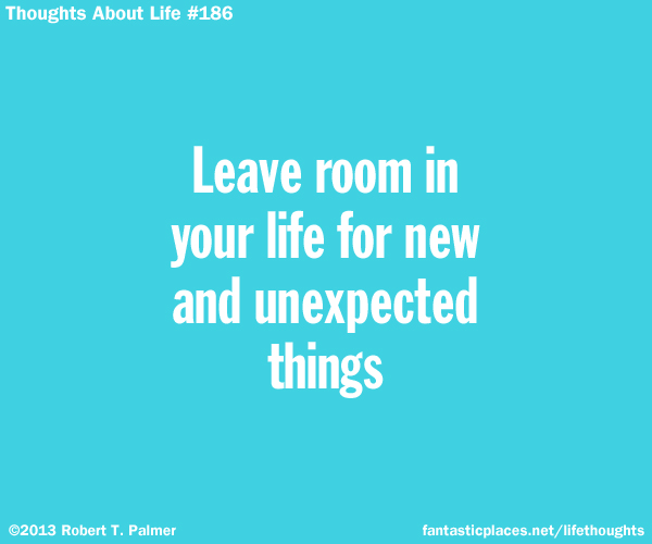 Leave room in your life for new and unexpected things