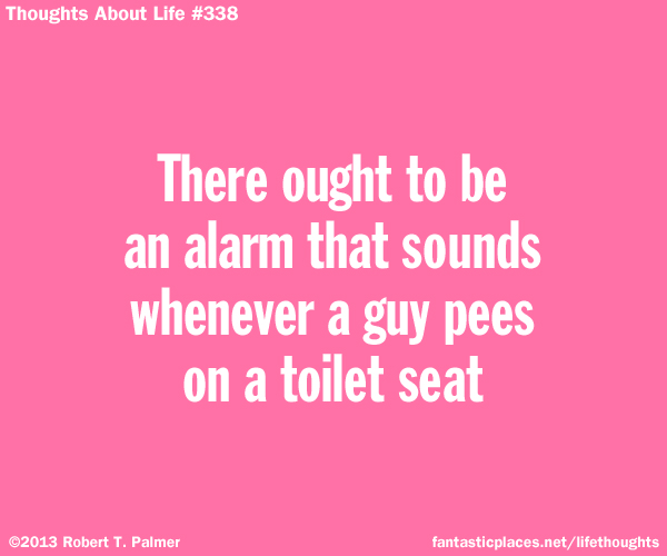 There ought to be an alarm that sounds whenever a guy pees on a toilet seat